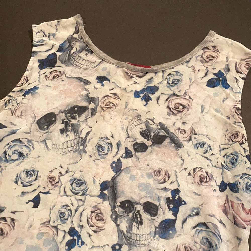 Skull roses sheer tank
